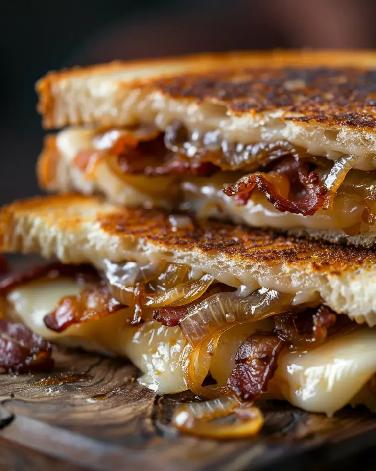 Indulge In Bacon And Caramelized Onion Grilled Cheese Sandwiches