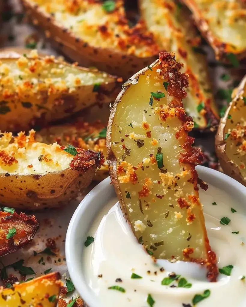 Crispy Baked Garlic Parmesan Potato Wedges