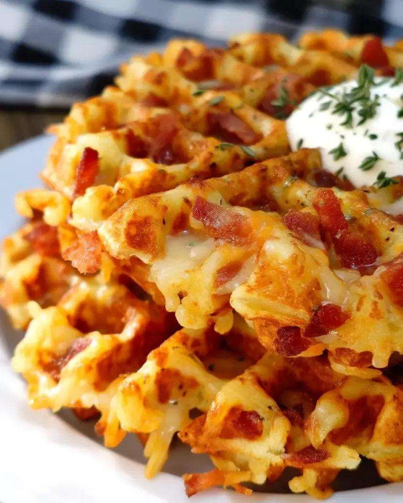 Bacon and Cheese Loaded Hashbrown Waffles 1 A 1 17