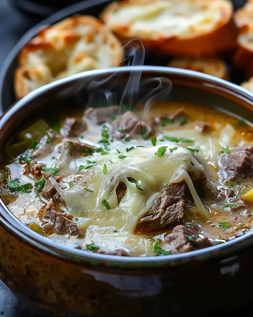 One-Pot Philly Cheesesteak Soup