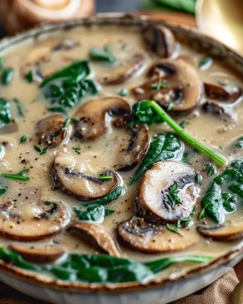 Creamy Mushroom & Spinach Soup