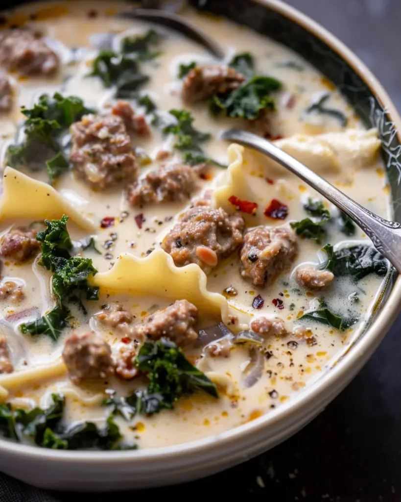 Creamy White Lasagna Soup