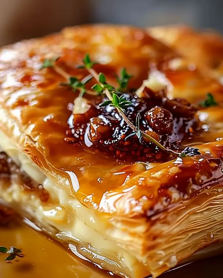 Baked Brie in Puff Pastry with Honey and Fig