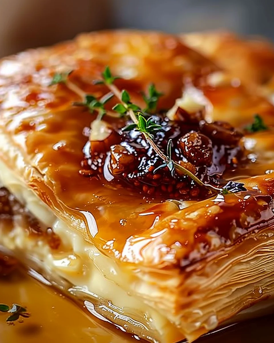 Baked Brie in Puff Pastry with Honey and Fig