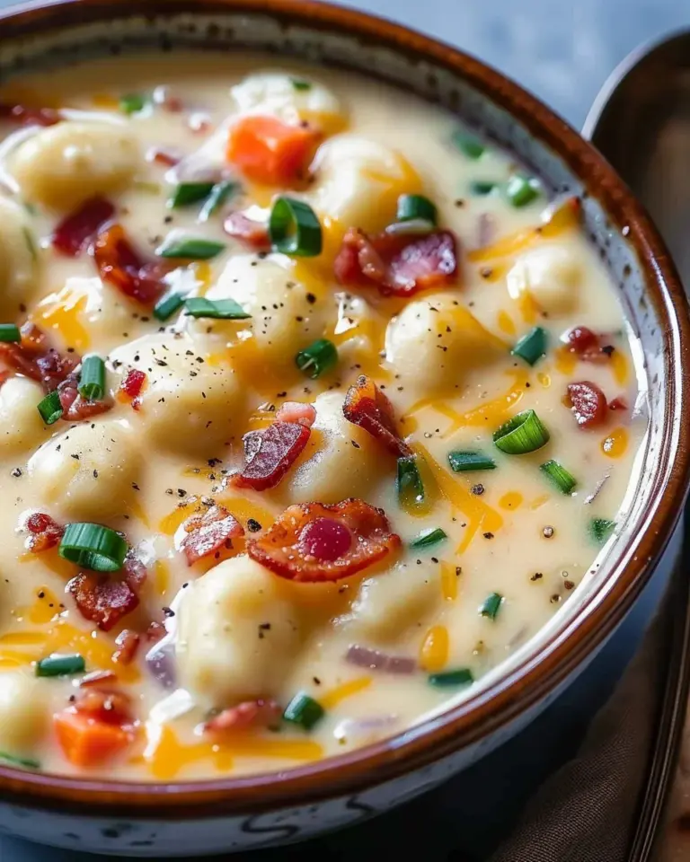 Creamy Bacon Cheddar Gnocchi Soup