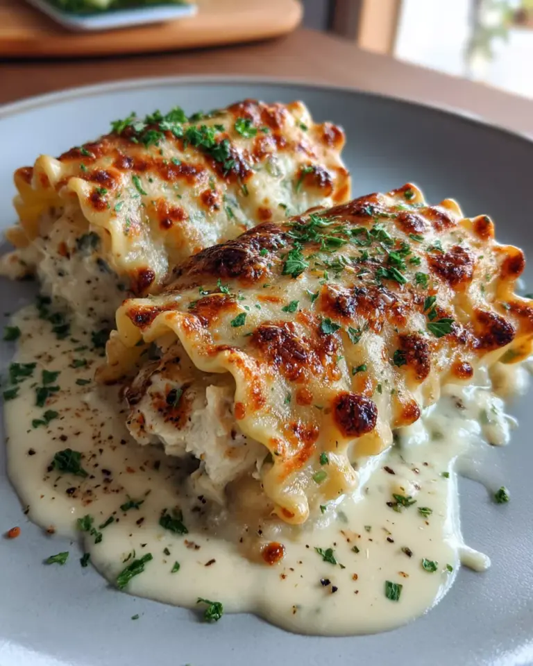 Chicken Alfredo Lasagna Rolls