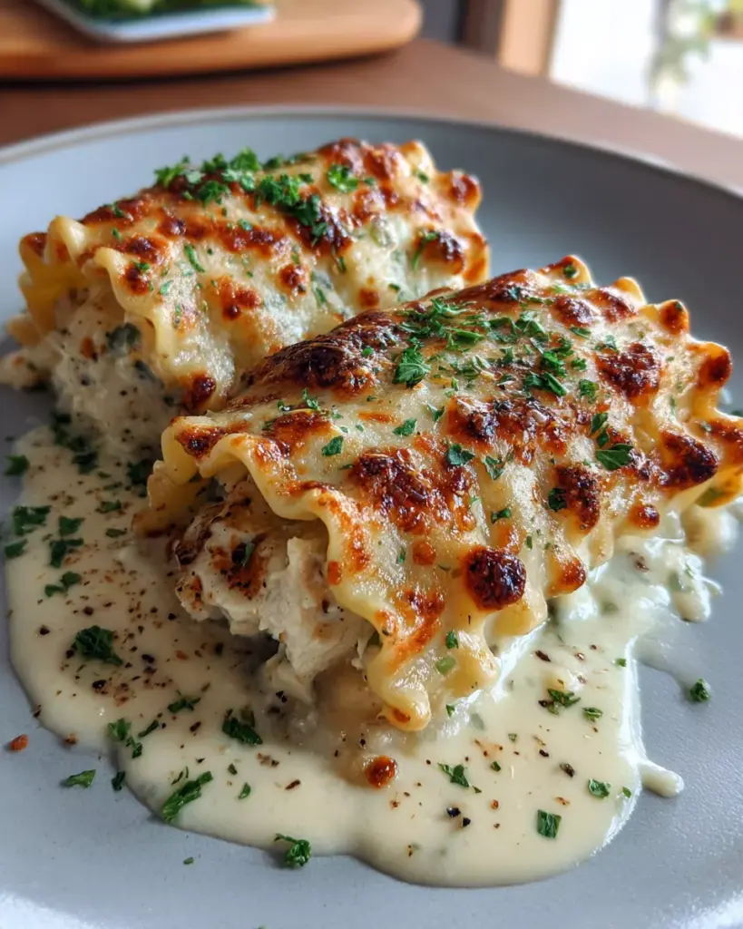 Chicken Alfredo Lasagna Rolls