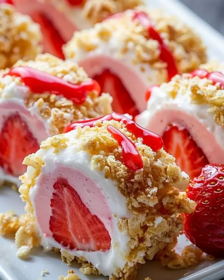 strawberry shortcake cheesecake dessert sushi rolls