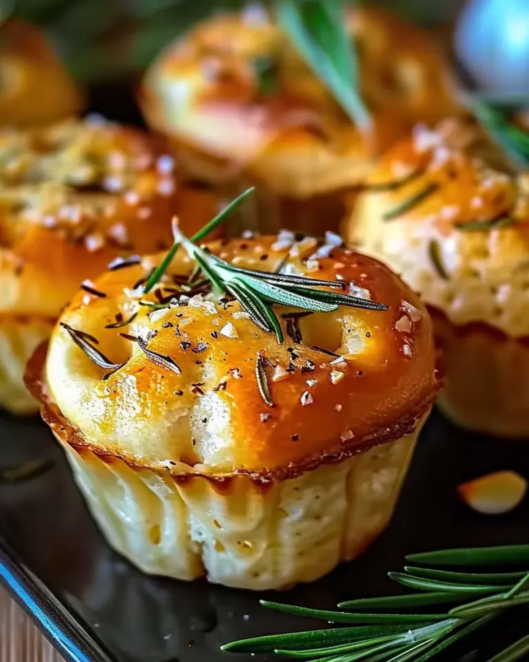Easy Garlic Rosemary Focaccia Muffins