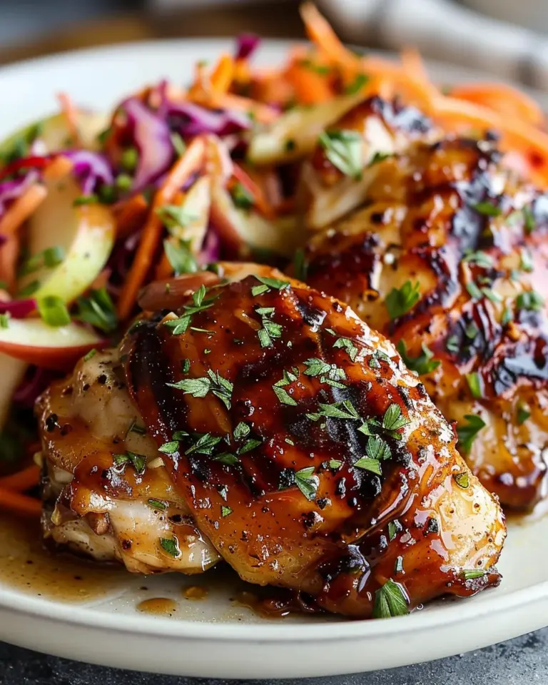 Sticky Apple Cider Chicken with Crisp Autumn Slaw
