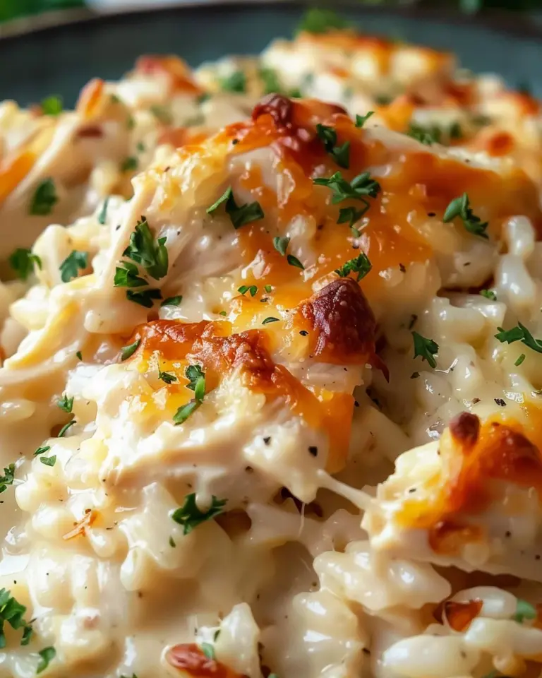Dump-and-Bake Chicken Alfredo Rice Casserole