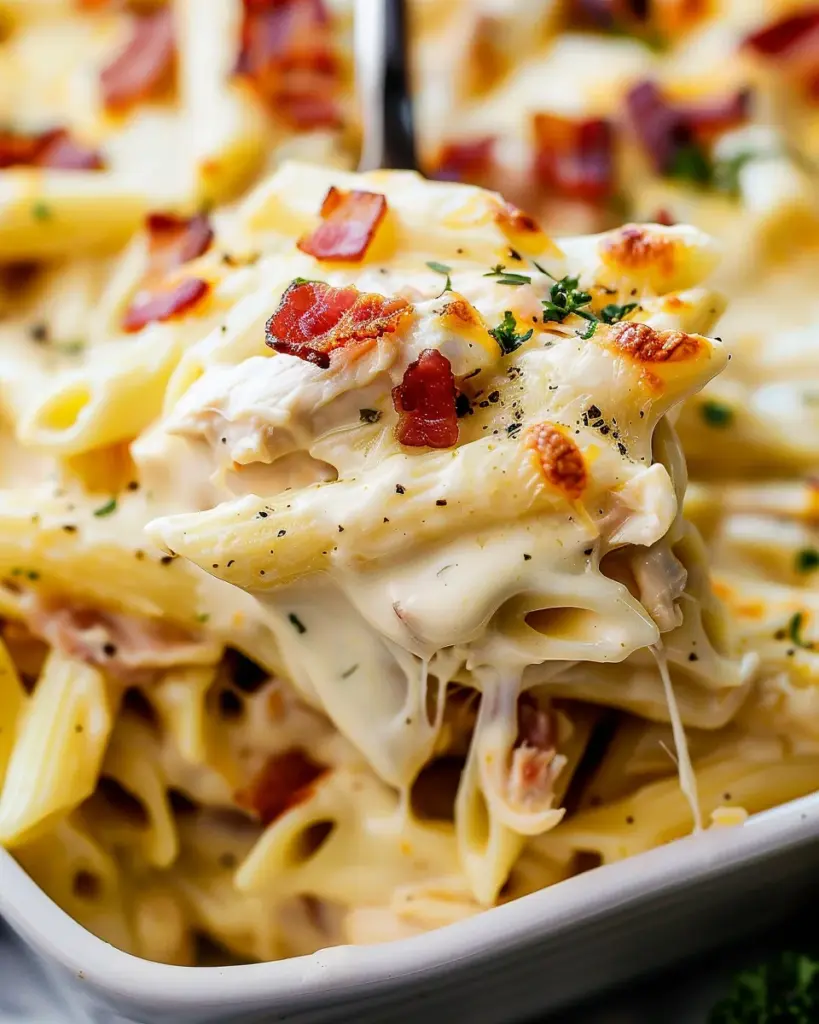 Chicken Bacon Ranch Baked Penne