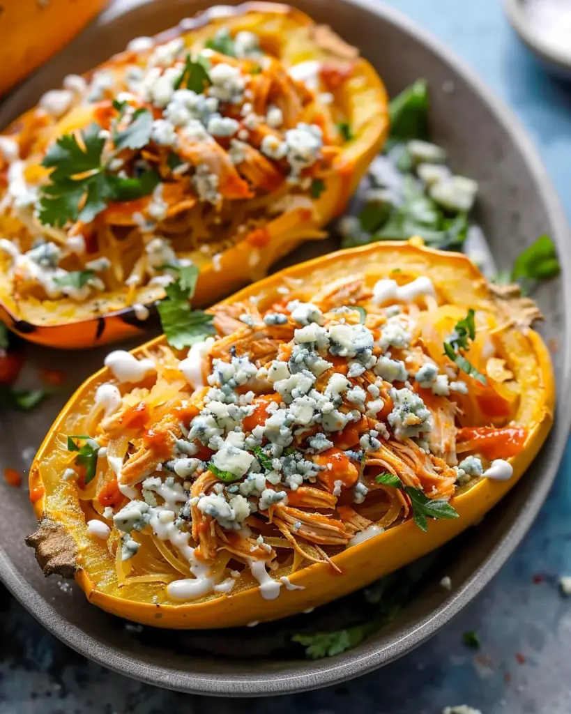 Buffalo Chicken Stuffed Spaghetti Squash