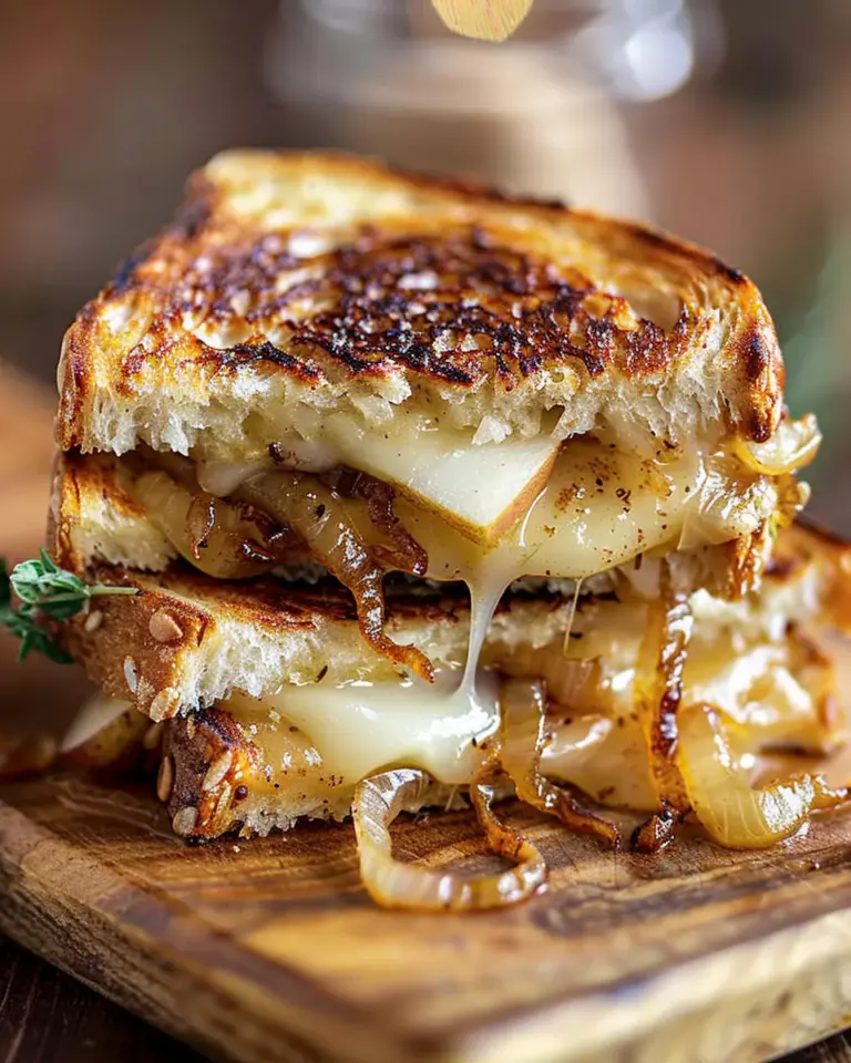 Pear & Apple Grilled Cheese With Caramelized Onions