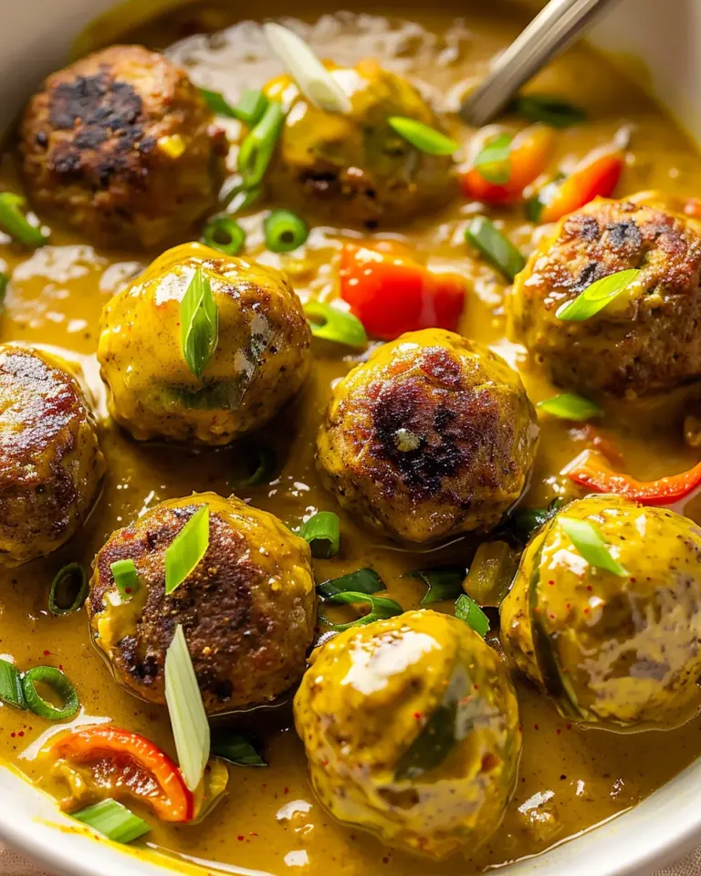 Jerk Meatballs In Coconut Curry Sauce