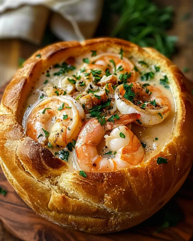 Stuffed Seafood Soup Bread Bowl