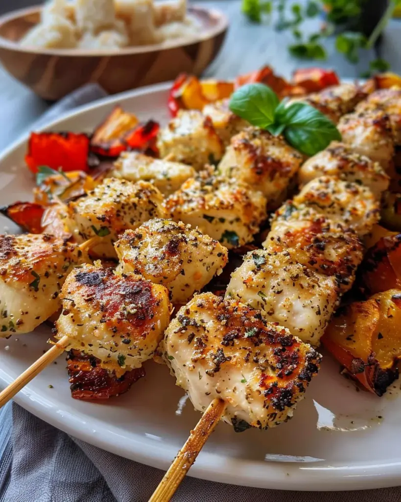 Crispy Air Fryer Garlic Parmesan Chicken Skewers – Irresistible!