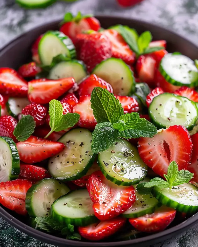 Cucumber Strawberry Salad (Just 6 Ingredients)