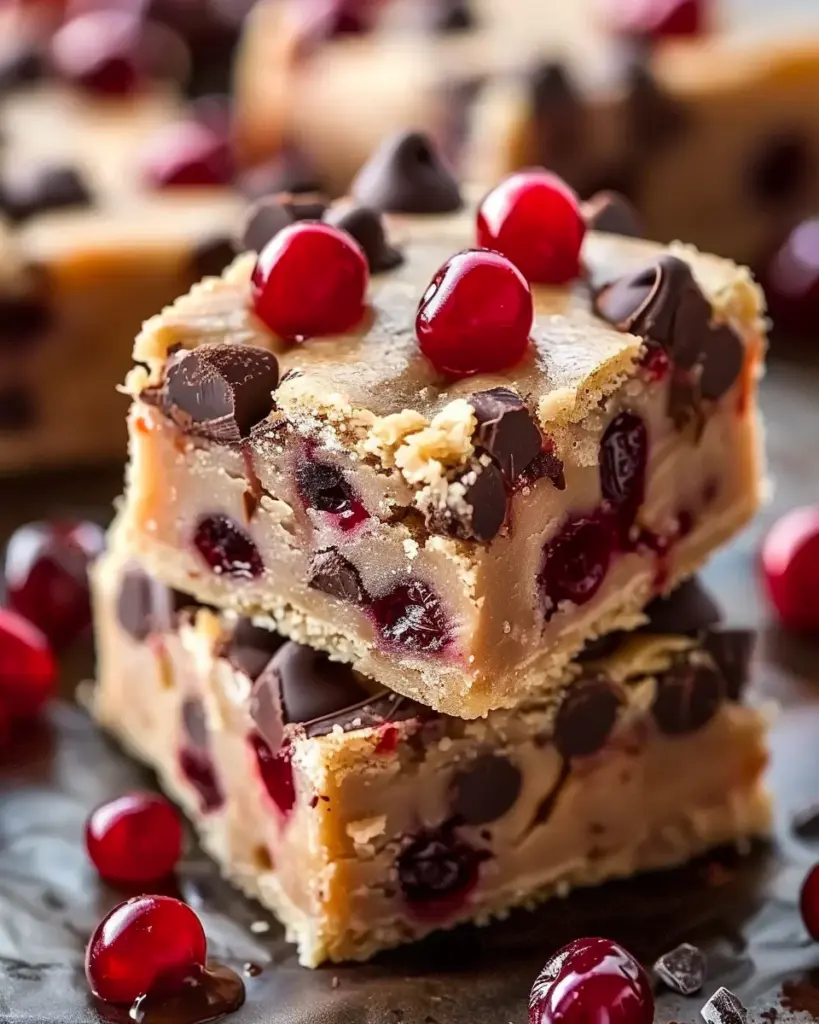Decadent Chocolate Chip Maraschino Cherry Shortbread Bars 4 5 1 12