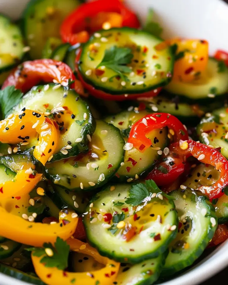 Viral TikTok Cucumber & Bell Pepper Salad