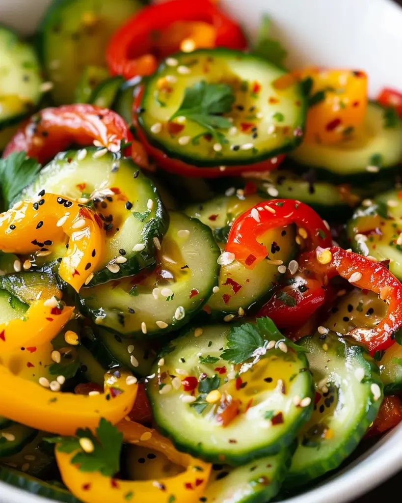 Viral TikTok Cucumber & Bell Pepper Salad