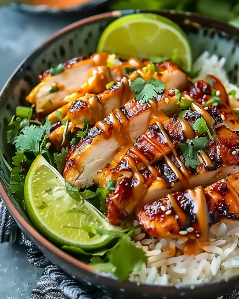Sweet Chili Chicken Bowl with Coconut Lime Drizzle