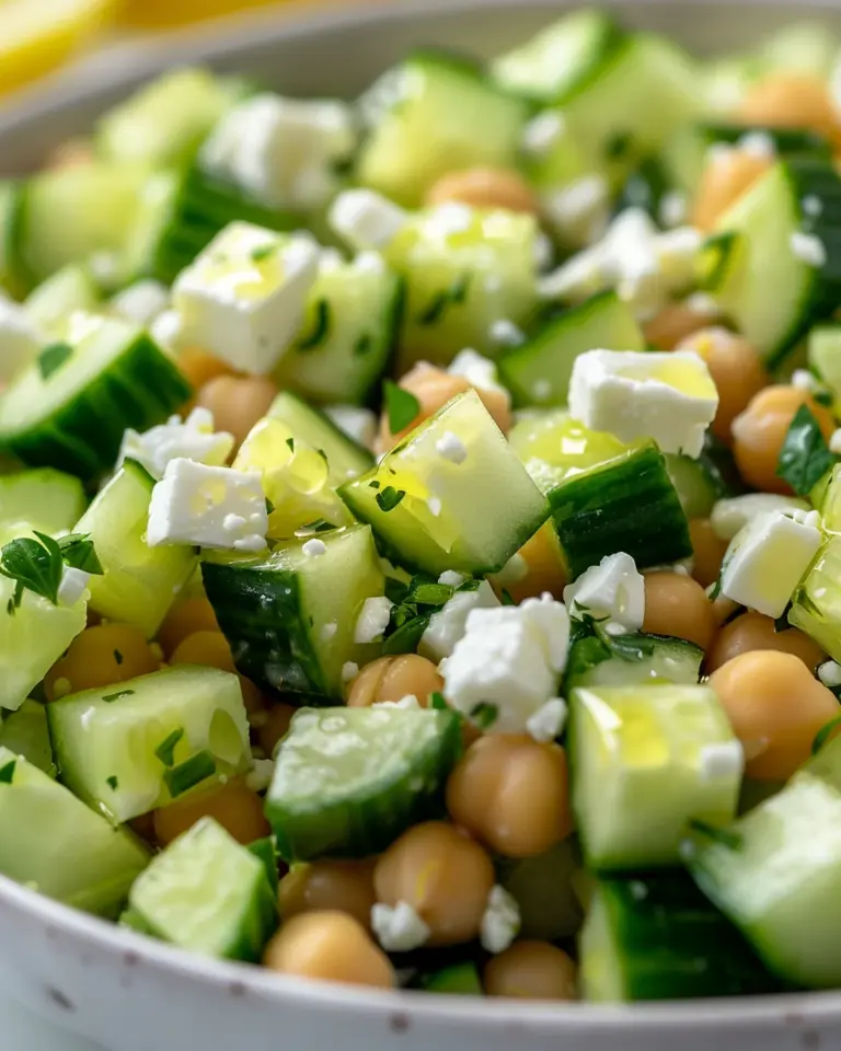 Cucumber Chickpea Feta Lemon