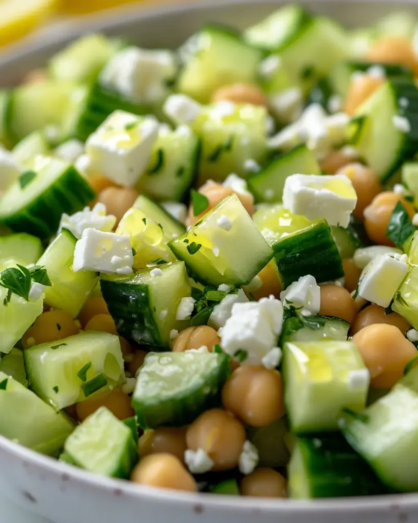 Cucumber Chickpea Feta Lemon