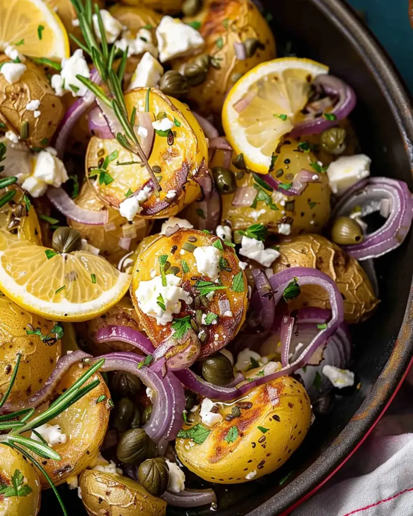 Quick smashed Greek potatoes with feta and rosemary