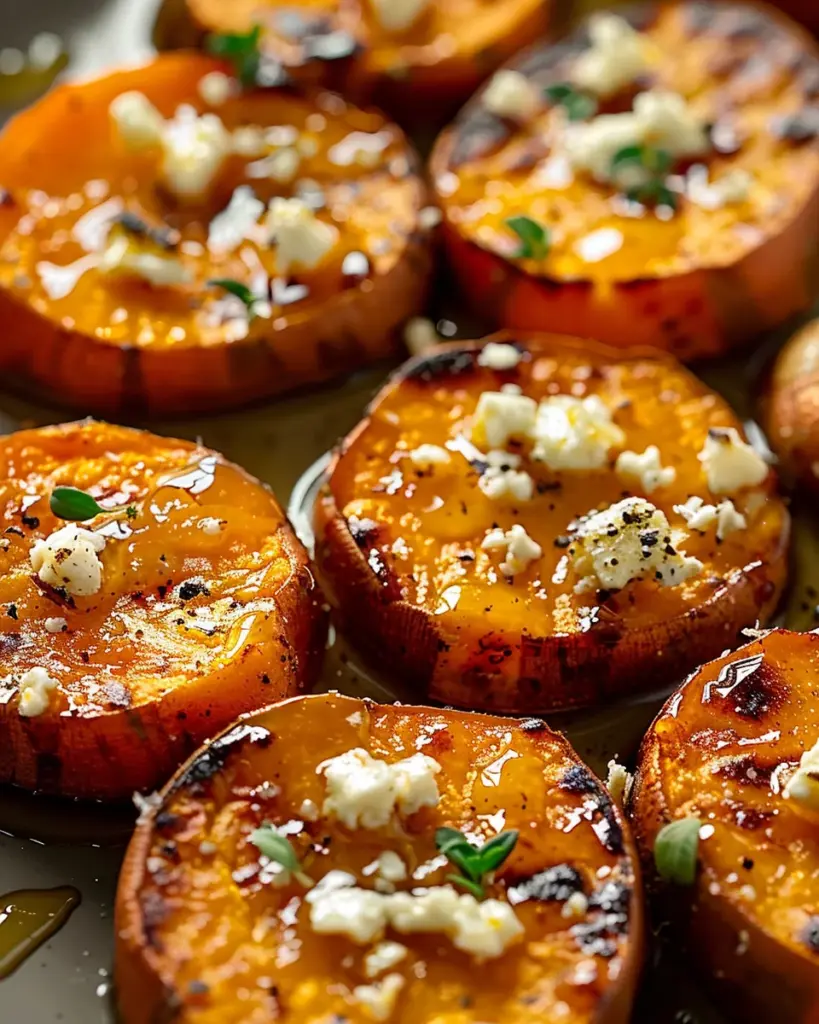 Roasted Sweet Potato Rounds with Honey & Feta
