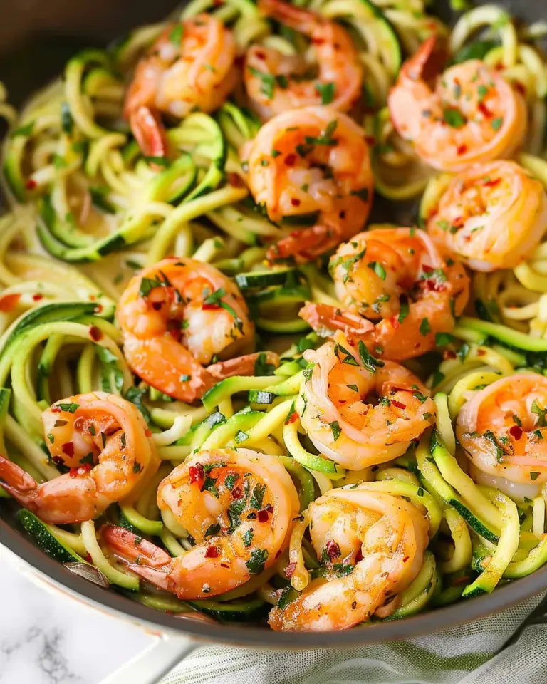 One Pan Garlic Shrimp And Zucchini Noodles