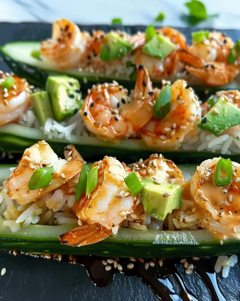 Shrimp Avocado Cucumber Boats