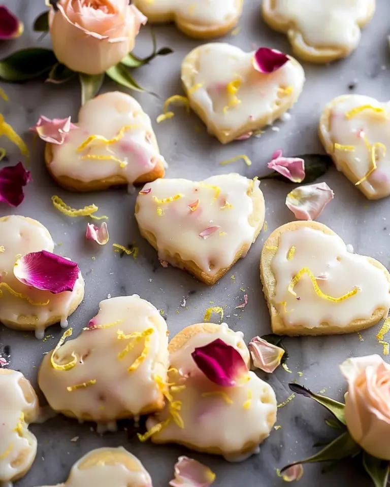 Lemon Rose Shortbread Cookies