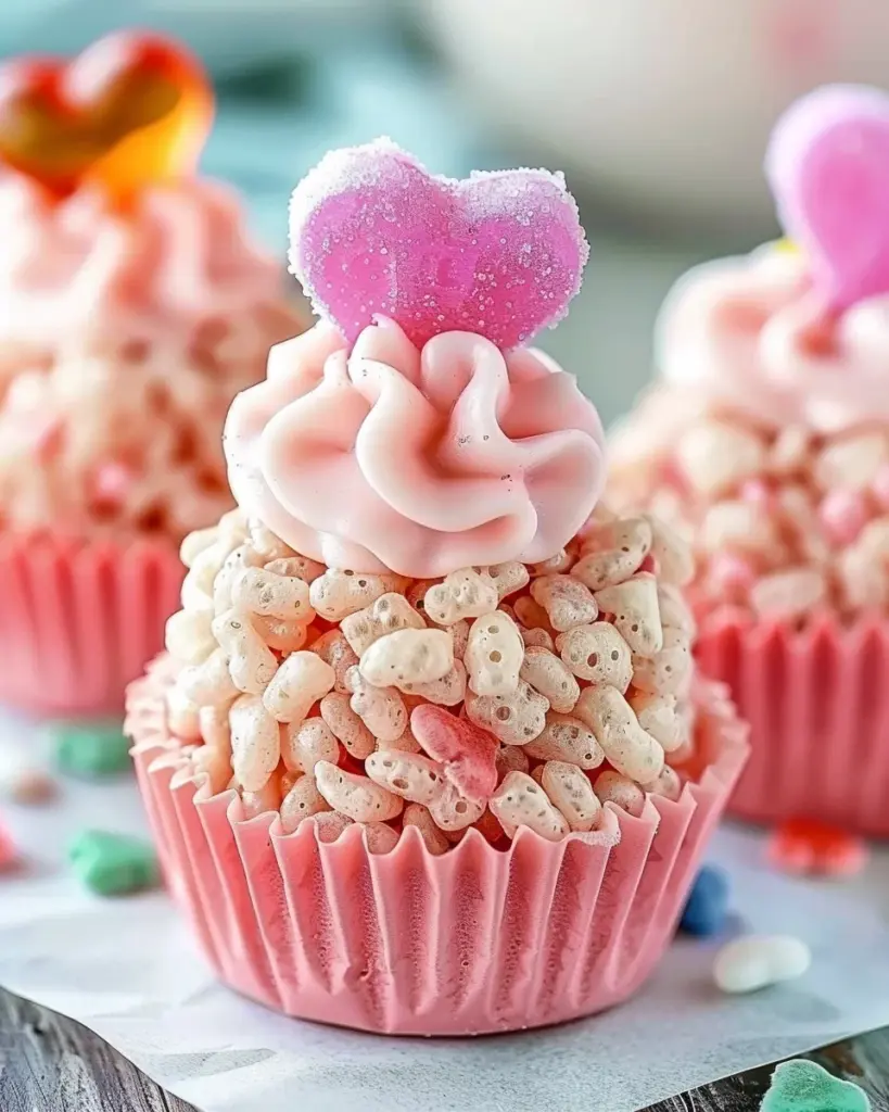 Valentine’s Day Rice Krispie Treat Cupcakes
