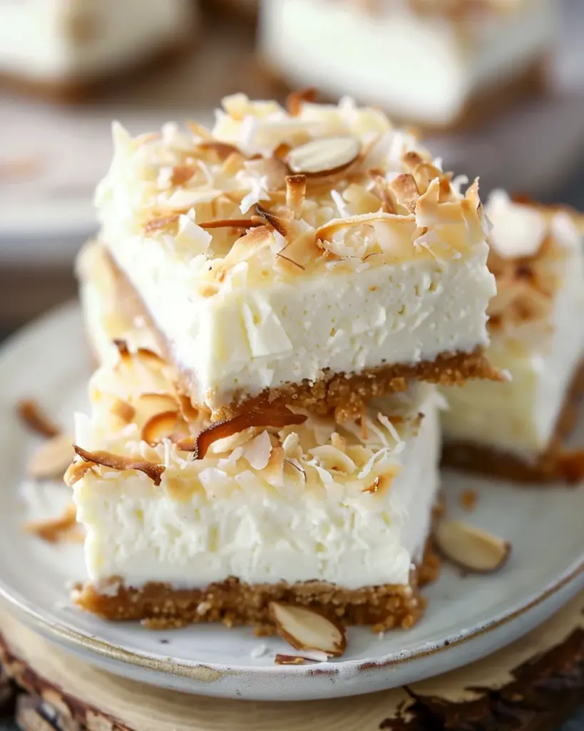 Skinny Coconut Cheesecake Bars