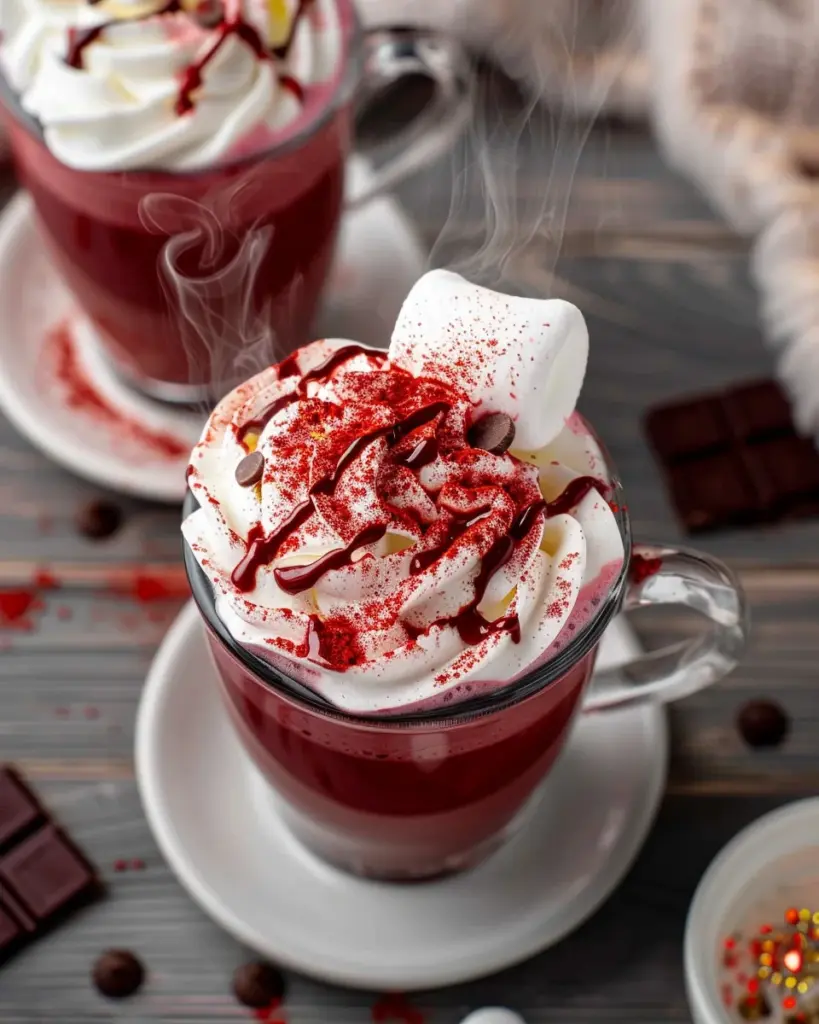 Red Velvet Hot Chocolate with Marshmallow Whipped Cream 4 2 1 33
