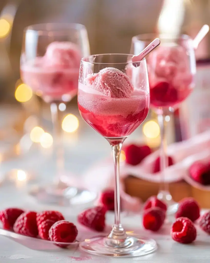 Raspberry Sorbet Pink Champagne Floats
