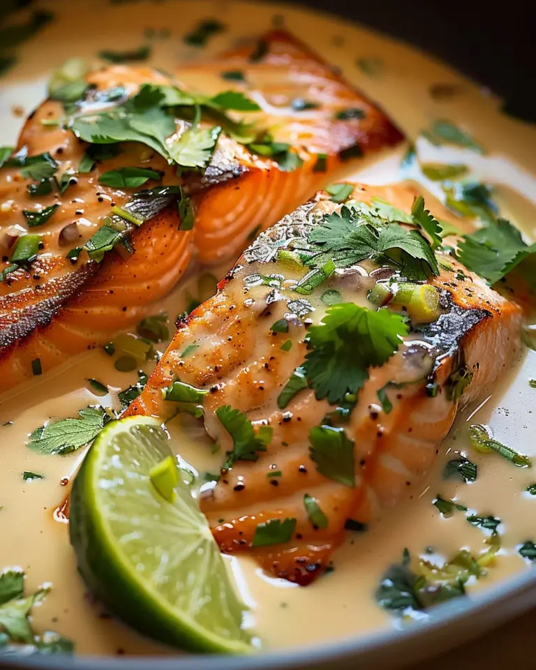 Poached Salmon in Coconut Lime Sauce