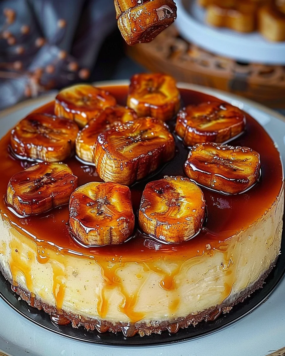 Caramelized Banana Cheesecake with Rum Glaze