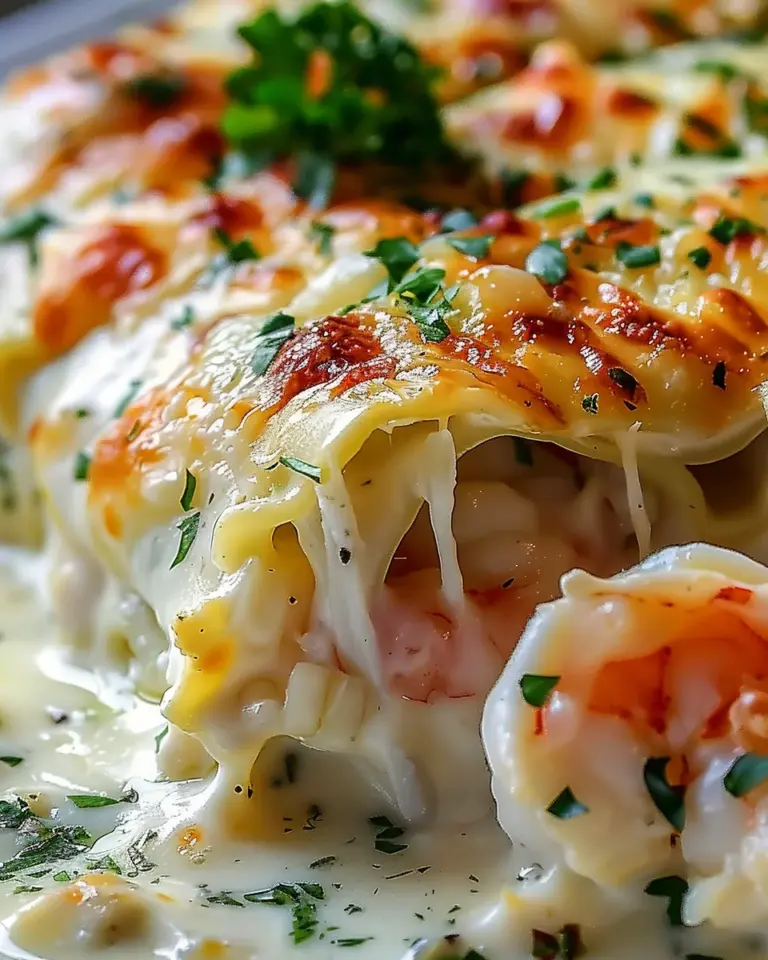 Shrimp Crab Alfredo Roll Ups