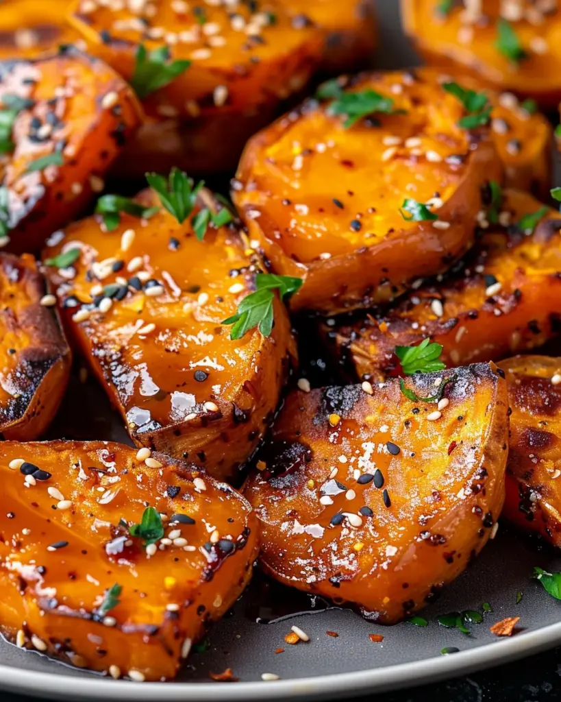 Honey Chili Smashed Sweet Potatoes