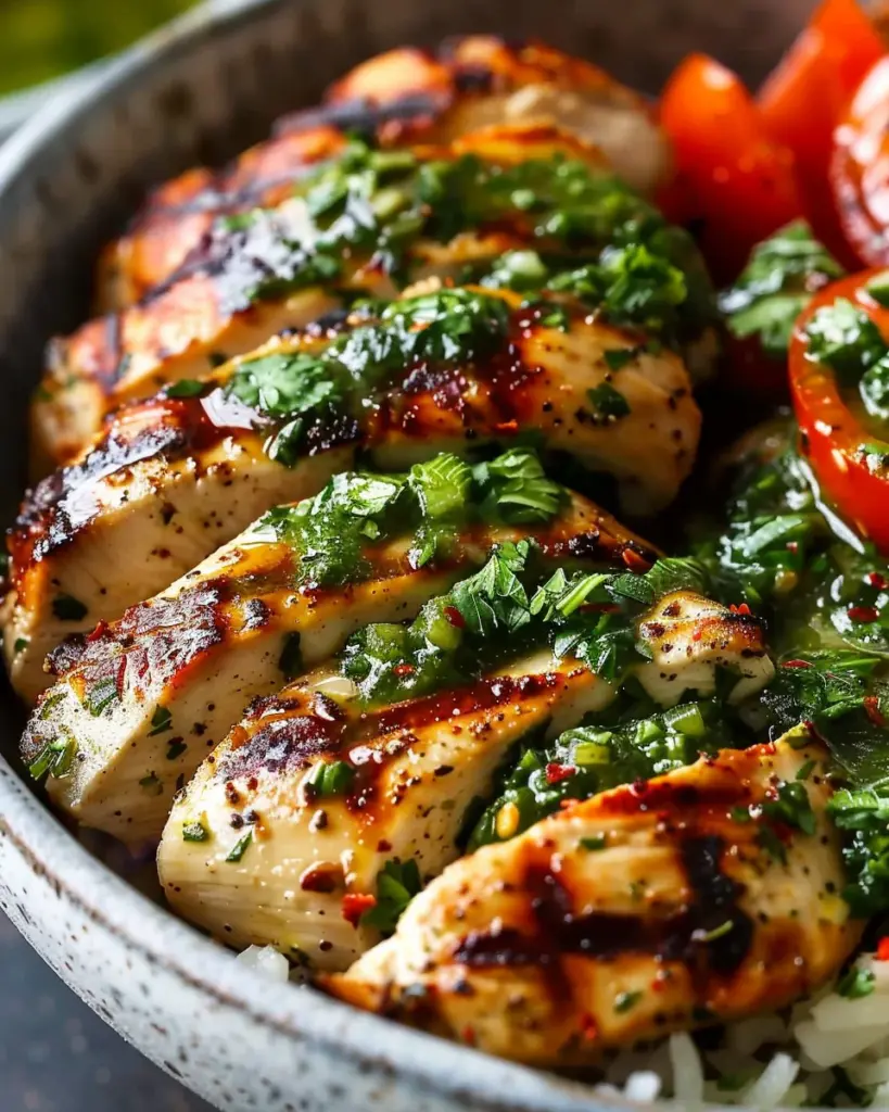 Chimichurri Grilled Chicken Bowl with Garlic Sauce