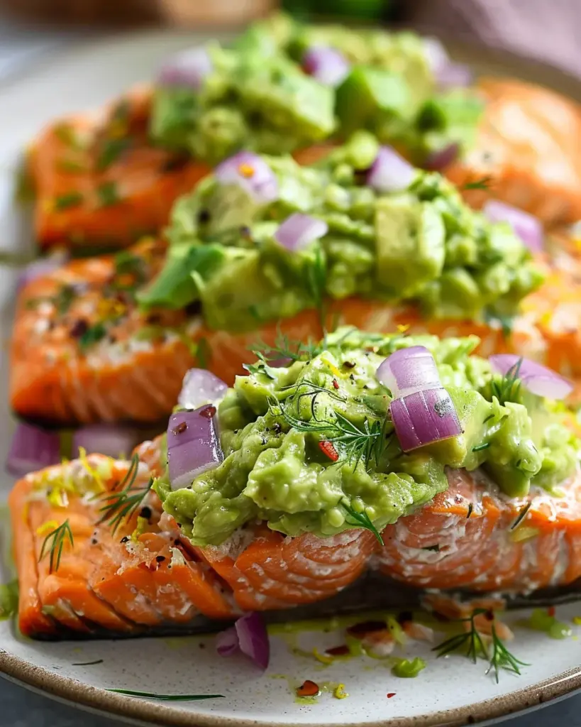 Baked Salmon with Avocado Mash