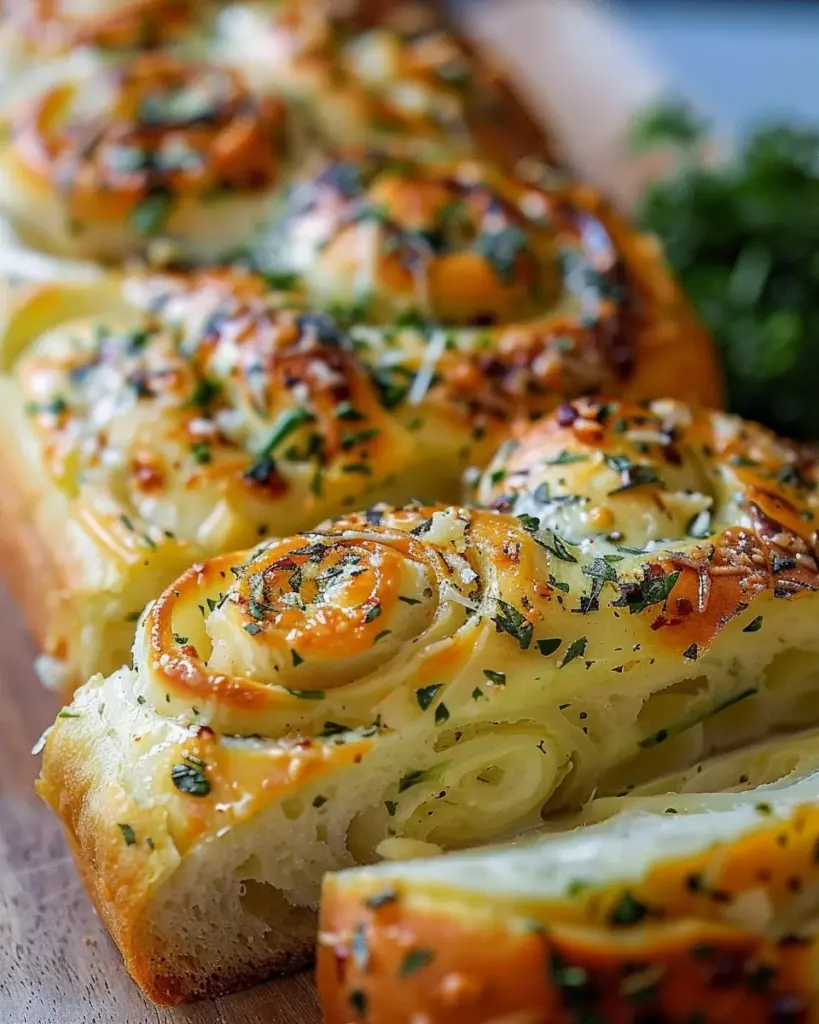 Swirled Garlic Herb And Cheese Bread