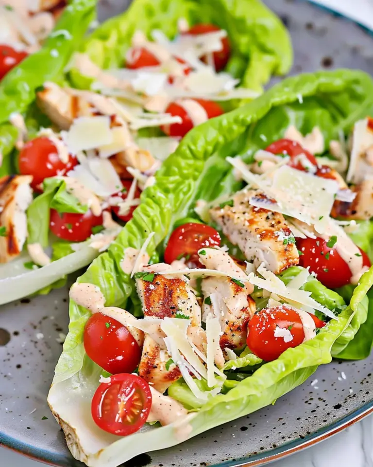 Keto Chicken Caesar Romaine Lettuce Boats