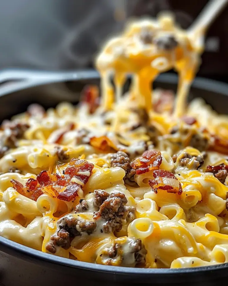 Loaded Bacon Cheeseburger Alfredo Pasta