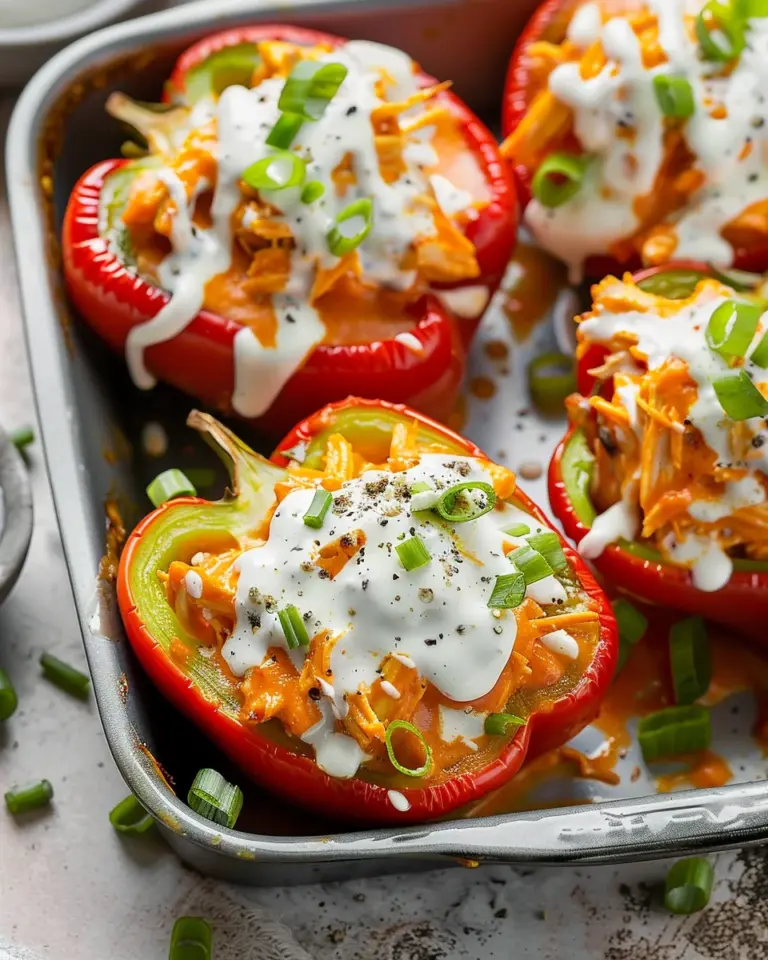 Buffalo Chicken Stuffed Peppers – Dairy Free & Low Carb