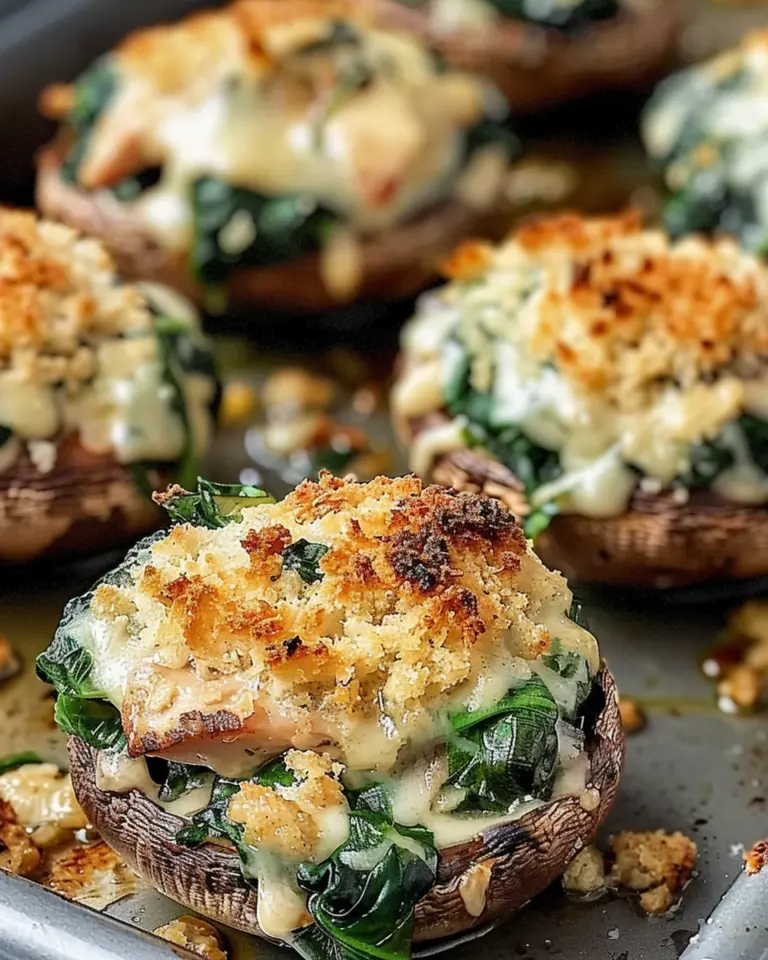 Spinach and Chicken Stuffed Mushrooms