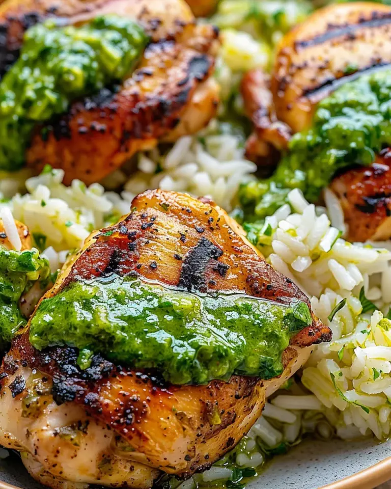 Peruvian Chicken and Rice with Green Sauce