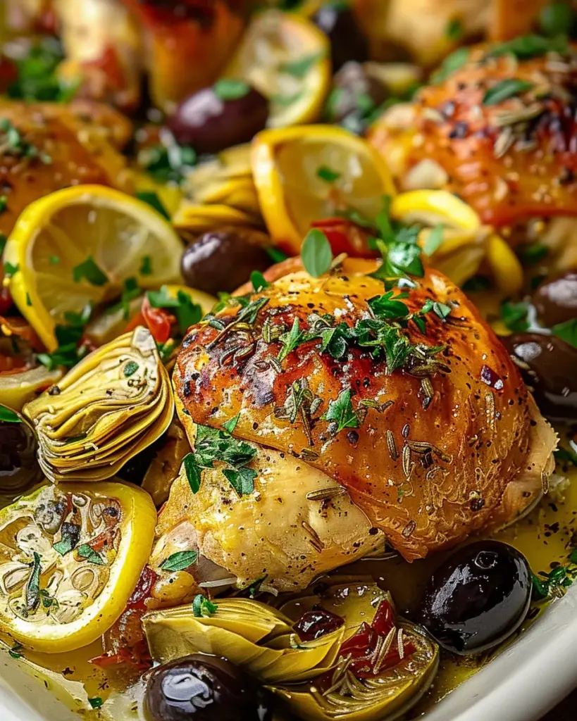 Mediterranean Lemon Chicken with Artichokes & Olives